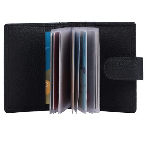 Leather Unisex Card Wallet Black