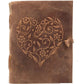 Retro Buff Leather Heart Unlined Paper Journal 