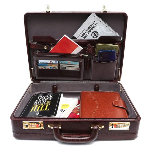 Unisex Genuine Leather Briefcase With Combination Lock