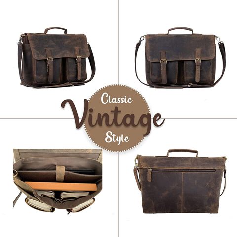 Vintage Buff Leather Messenger Bag