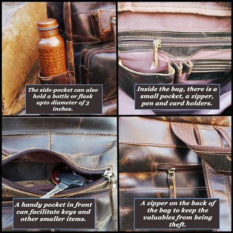 Vintage Buff Leather Travel Backpack