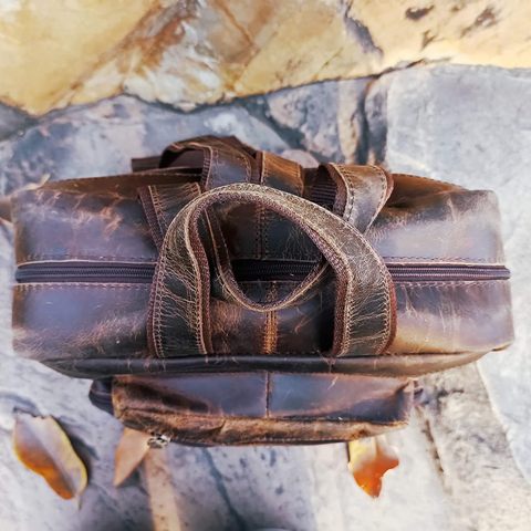 Vintage Buff Leather Travel Backpack