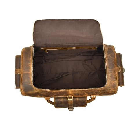 Vintage Buffalo leather Luggage Travel Gym Overnight Bag 