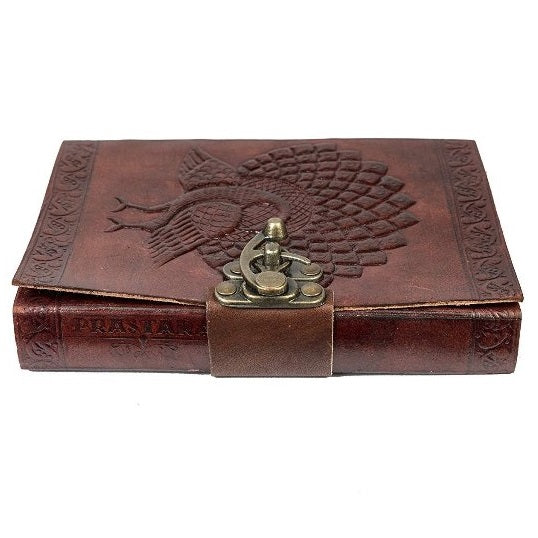 Vintage Hunter Leather Engraved Peacock Journal