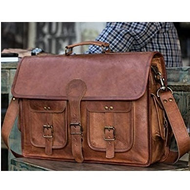 Vintage Leather Briefcase Messenger Bag BrownVintage Leather Briefcase Messenger Bag Brown