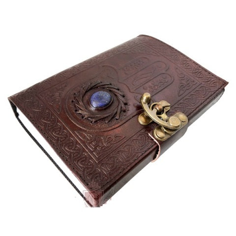 Vintage Leather Brown Hand Stone Journal