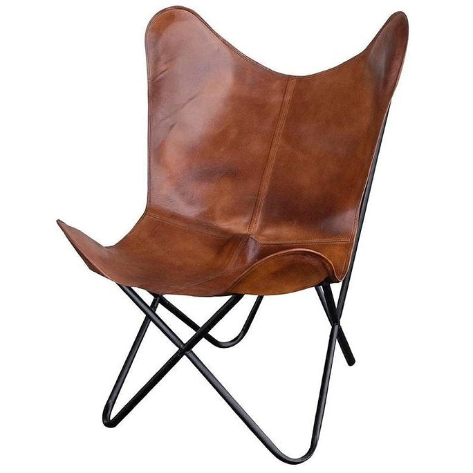 Vintage Leather Butterfly Chair Brown