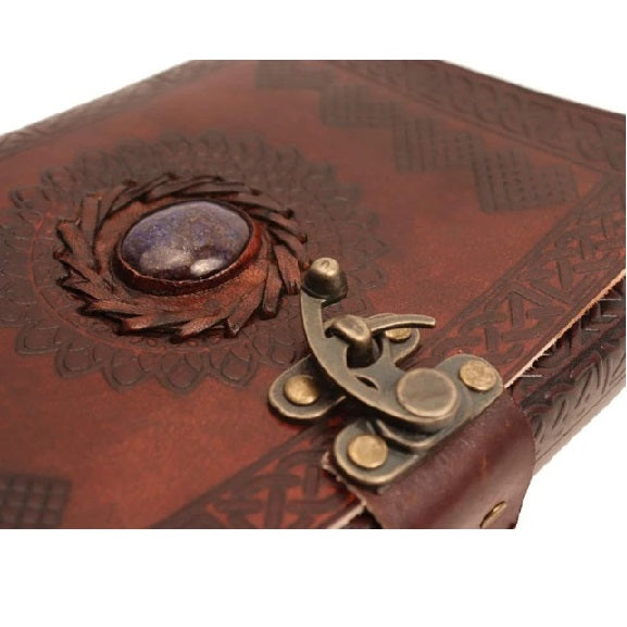 Vintage Leather Chakra Blue Stone Journal