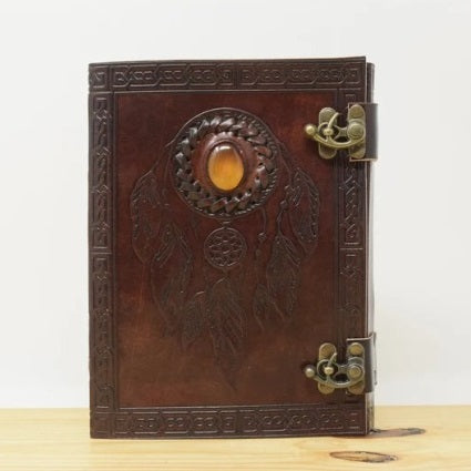 Vintage Leather Punk Stone Journal Notebook 