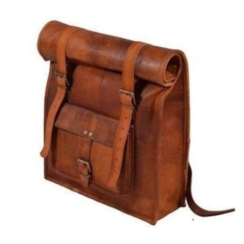Vintage Leather Rolling Travel Backpack