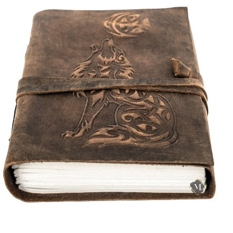 Wolf Leather Journal Embossed Bound Notebook