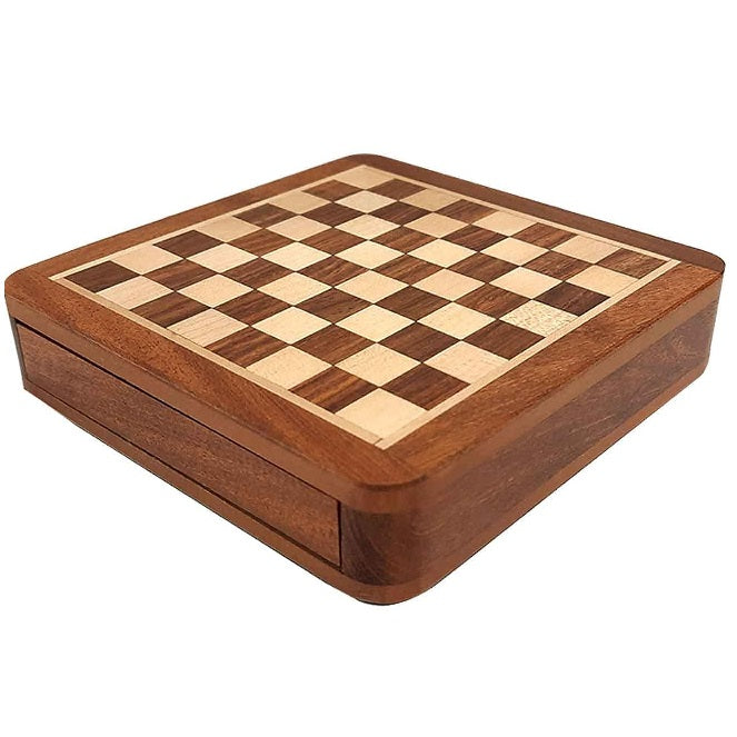 Wooden Magnetic Chess Set With Drawers